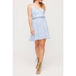 LUSH women's Ditsy Print Spaghetti Strap sleeveless Dress size XS in light blue